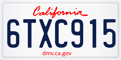 CA license plate 6TXC915