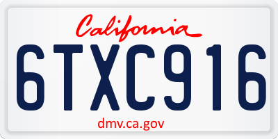 CA license plate 6TXC916