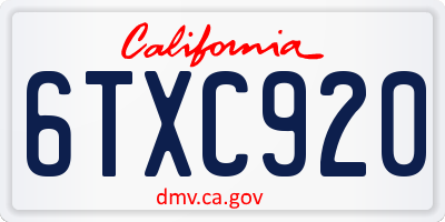 CA license plate 6TXC920