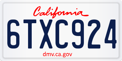 CA license plate 6TXC924