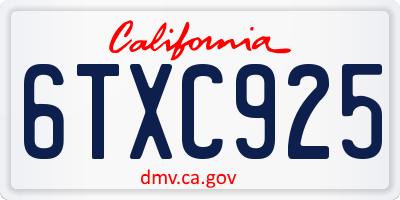 CA license plate 6TXC925