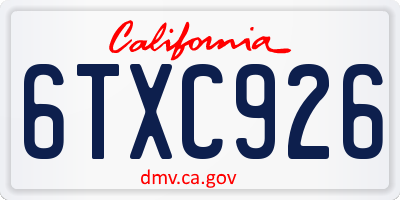 CA license plate 6TXC926
