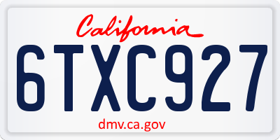 CA license plate 6TXC927