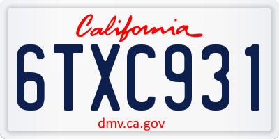 CA license plate 6TXC931