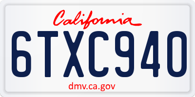 CA license plate 6TXC940
