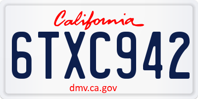 CA license plate 6TXC942