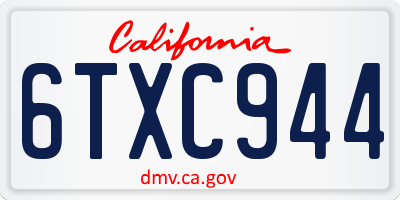 CA license plate 6TXC944