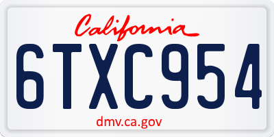 CA license plate 6TXC954