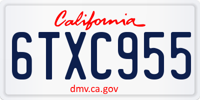 CA license plate 6TXC955