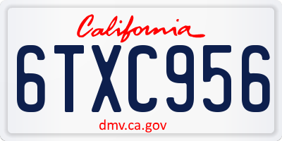 CA license plate 6TXC956