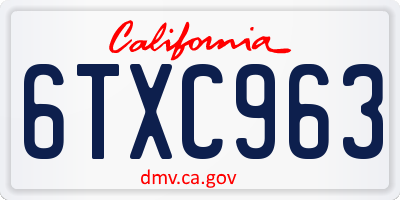 CA license plate 6TXC963