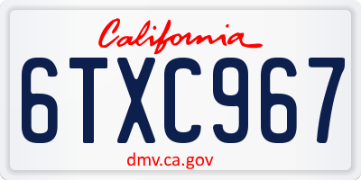 CA license plate 6TXC967