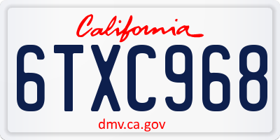 CA license plate 6TXC968