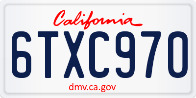 CA license plate 6TXC970
