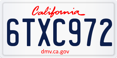 CA license plate 6TXC972