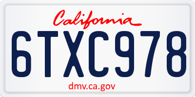 CA license plate 6TXC978