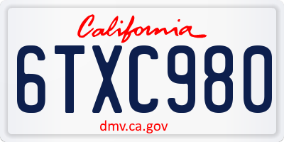 CA license plate 6TXC980