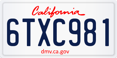 CA license plate 6TXC981