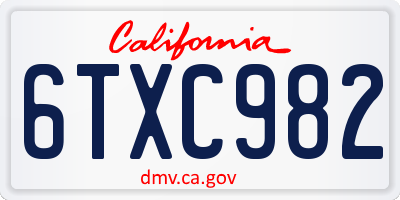 CA license plate 6TXC982