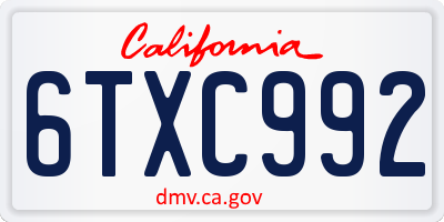 CA license plate 6TXC992