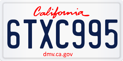 CA license plate 6TXC995