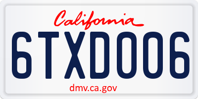 CA license plate 6TXD006