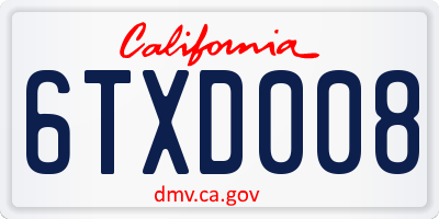 CA license plate 6TXD008