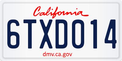 CA license plate 6TXD014