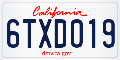 CA license plate 6TXD019