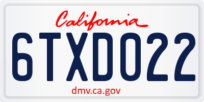 CA license plate 6TXD022