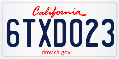 CA license plate 6TXD023