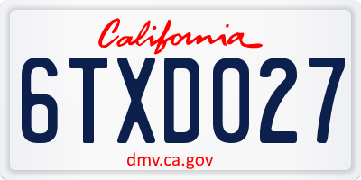 CA license plate 6TXD027