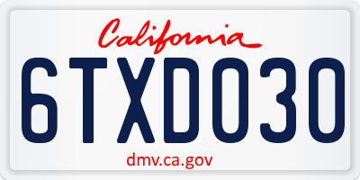 CA license plate 6TXD030