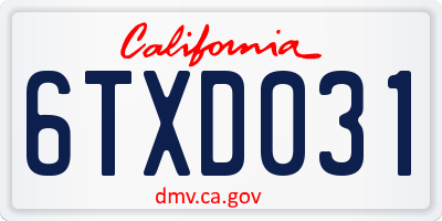 CA license plate 6TXD031