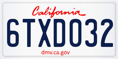 CA license plate 6TXD032