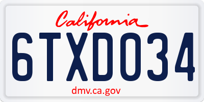 CA license plate 6TXD034