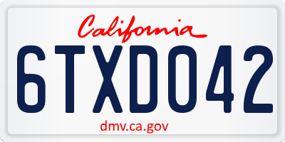 CA license plate 6TXD042
