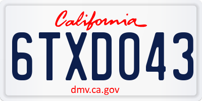 CA license plate 6TXD043