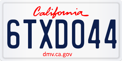 CA license plate 6TXD044