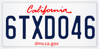 CA license plate 6TXD046