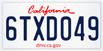 CA license plate 6TXD049