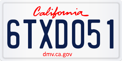 CA license plate 6TXD051