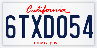 CA license plate 6TXD054