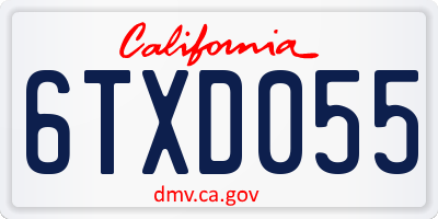 CA license plate 6TXD055