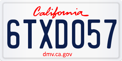 CA license plate 6TXD057