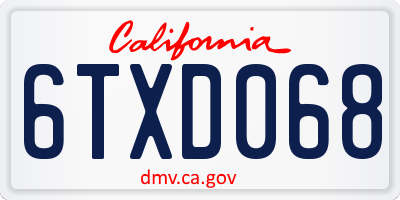 CA license plate 6TXD068