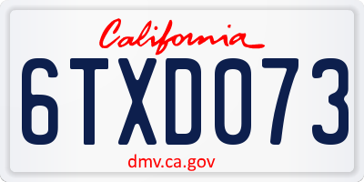 CA license plate 6TXD073