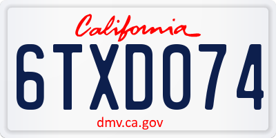 CA license plate 6TXD074