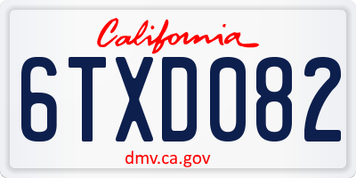 CA license plate 6TXD082