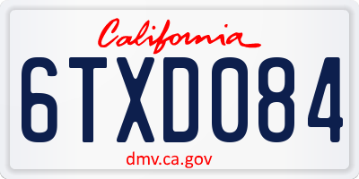 CA license plate 6TXD084